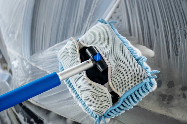 Autofiber [Mitt on a Stick PRO+] Brosse de lavage avec tête rotative *Nouvelle version!*