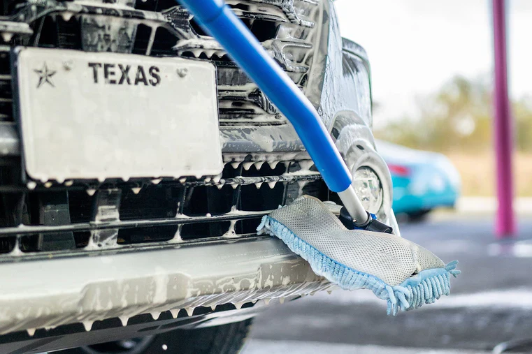Autofiber [BLUE Mitt on a Stick PRO+] Brosse de lavage avec tête rotative *Nouvelle version!*