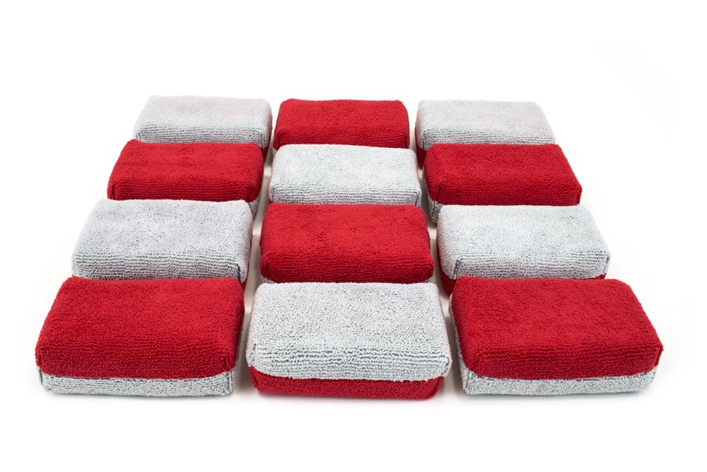 Autofiber [Saver Applicator Terry] Applicateurs microfibres LARGES avec Barrière Plastique (5" x 3.5" x 1.75") - Ensemble de 12
