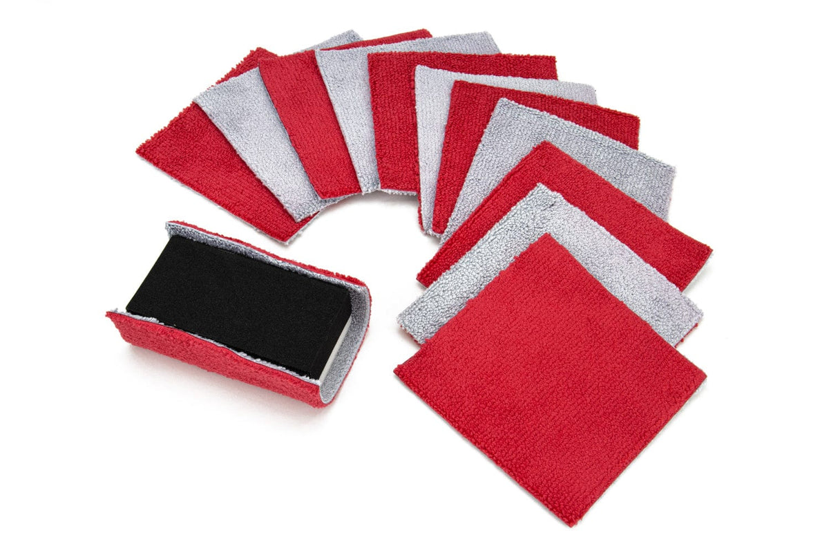 Autofiber [Saver Block &amp; Refill] Coating Applicator Foam Block with Side Velcro and Refill Saver Sheets with Barrier Layer (3.5 in. x 2 in. x 1 in.) - 12 pack