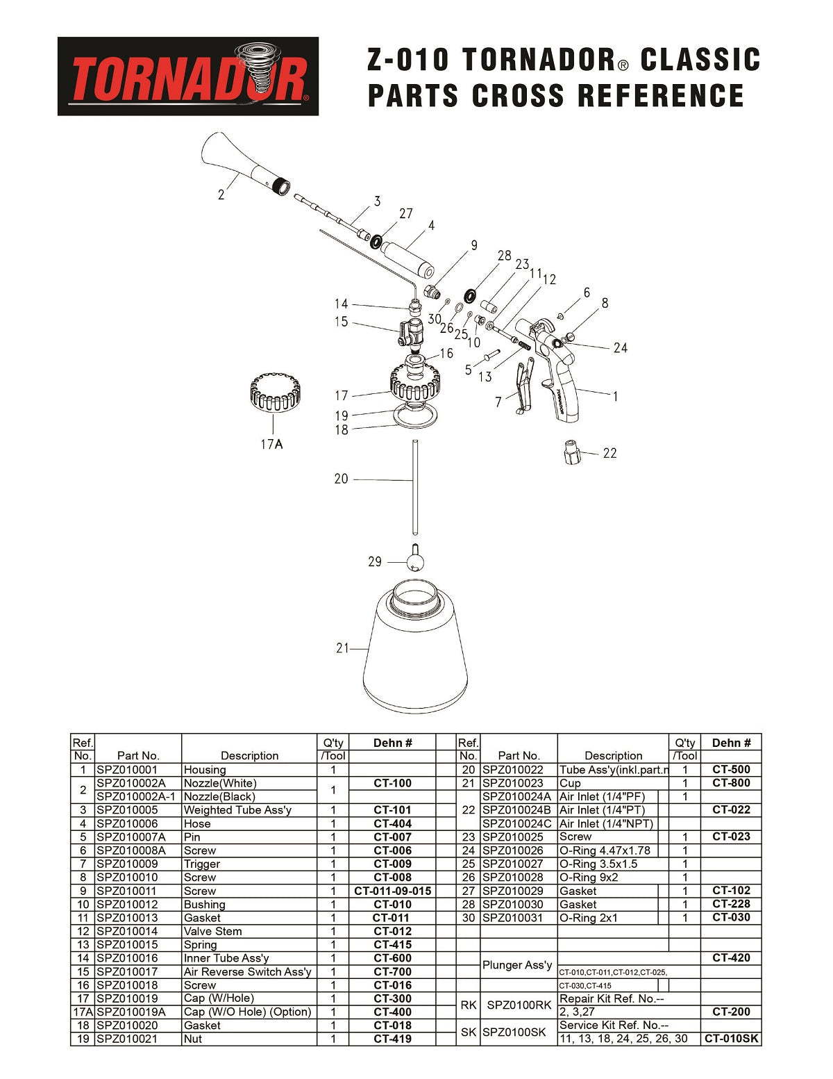 Tornador CT-190 Classic Nozzle with inner Stainless Steel